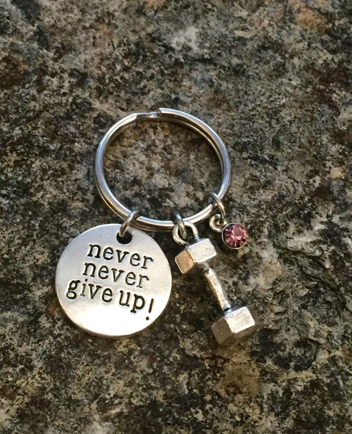 NEVER GIVE UP Keychain Bodybuilding Keychain Weight Lifting | Etsy