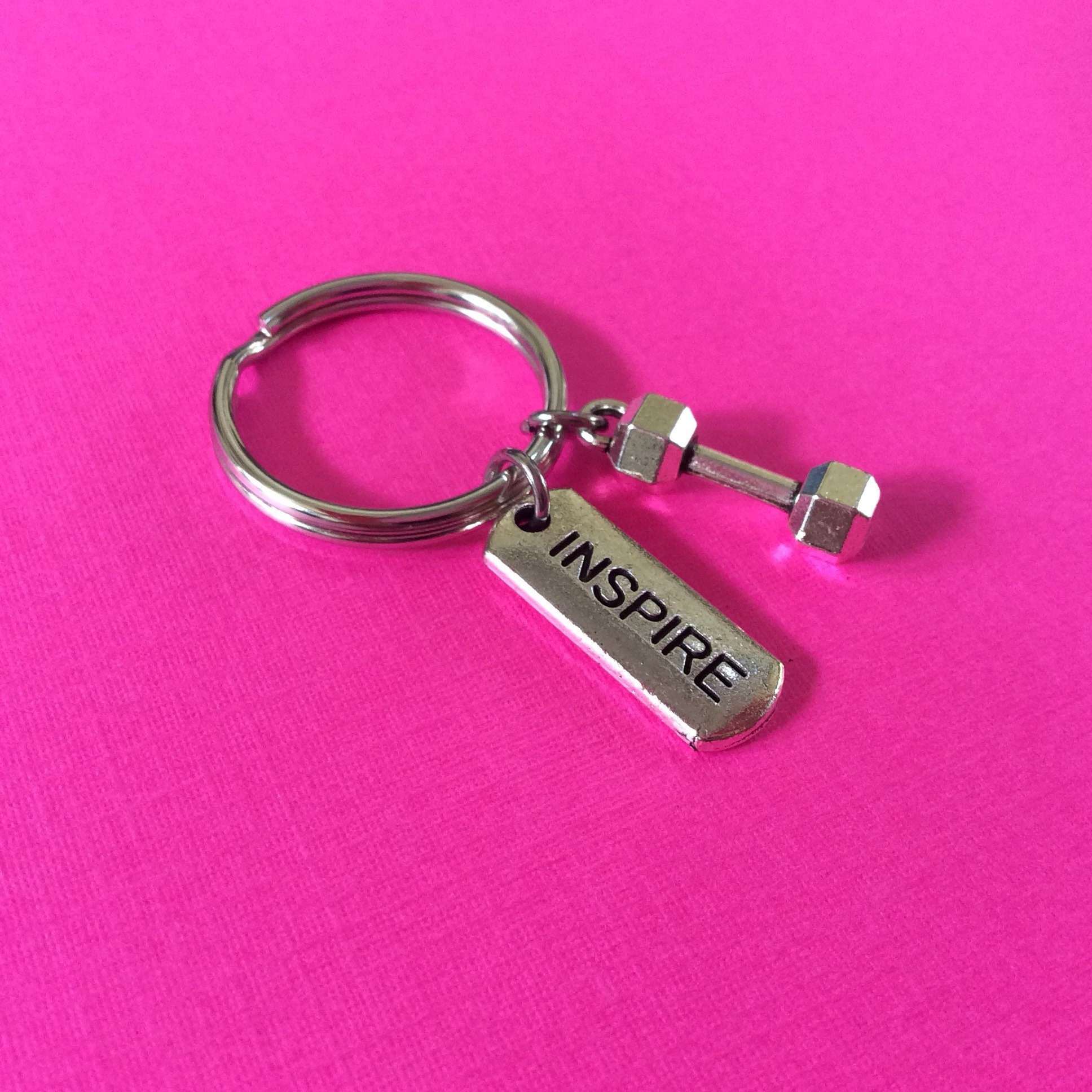 INSPIRE KEYCHAIN, Bodybuilding Keychain, Weight Lifting Keychain ...