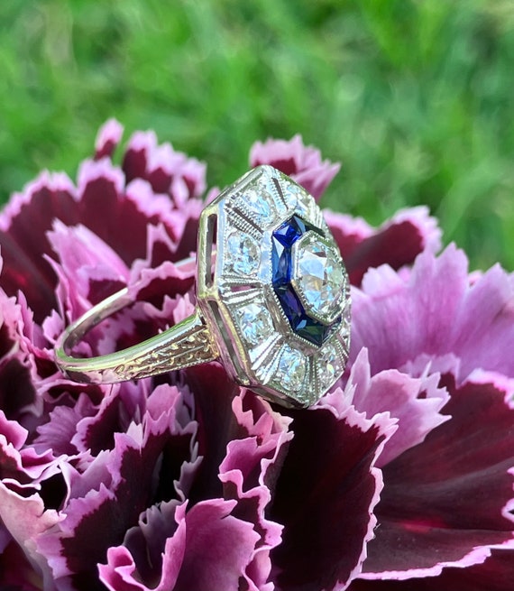 14k Diamond Target Ring, 14K Sapphire Target Ring… - image 2