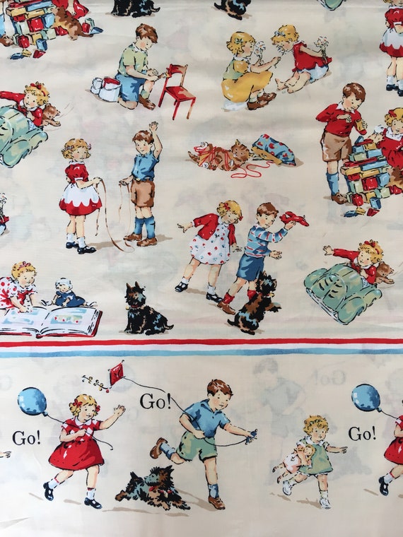 Dick and jane story book fabric