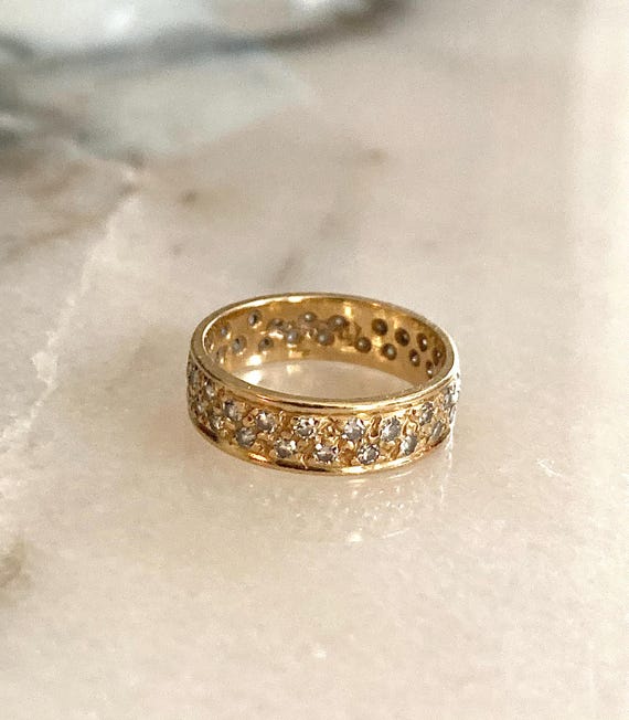 SOLID 10K Diamond Ring, embossed 10k ring, antiqu… - image 3