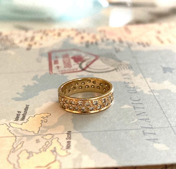 SOLID 10K Diamond Ring, embossed 10k ring, antiqu… - image 4