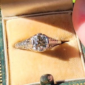 Stunning Art Deco Old European Cut Diamond Solitaire Engagement Ring in Platinum