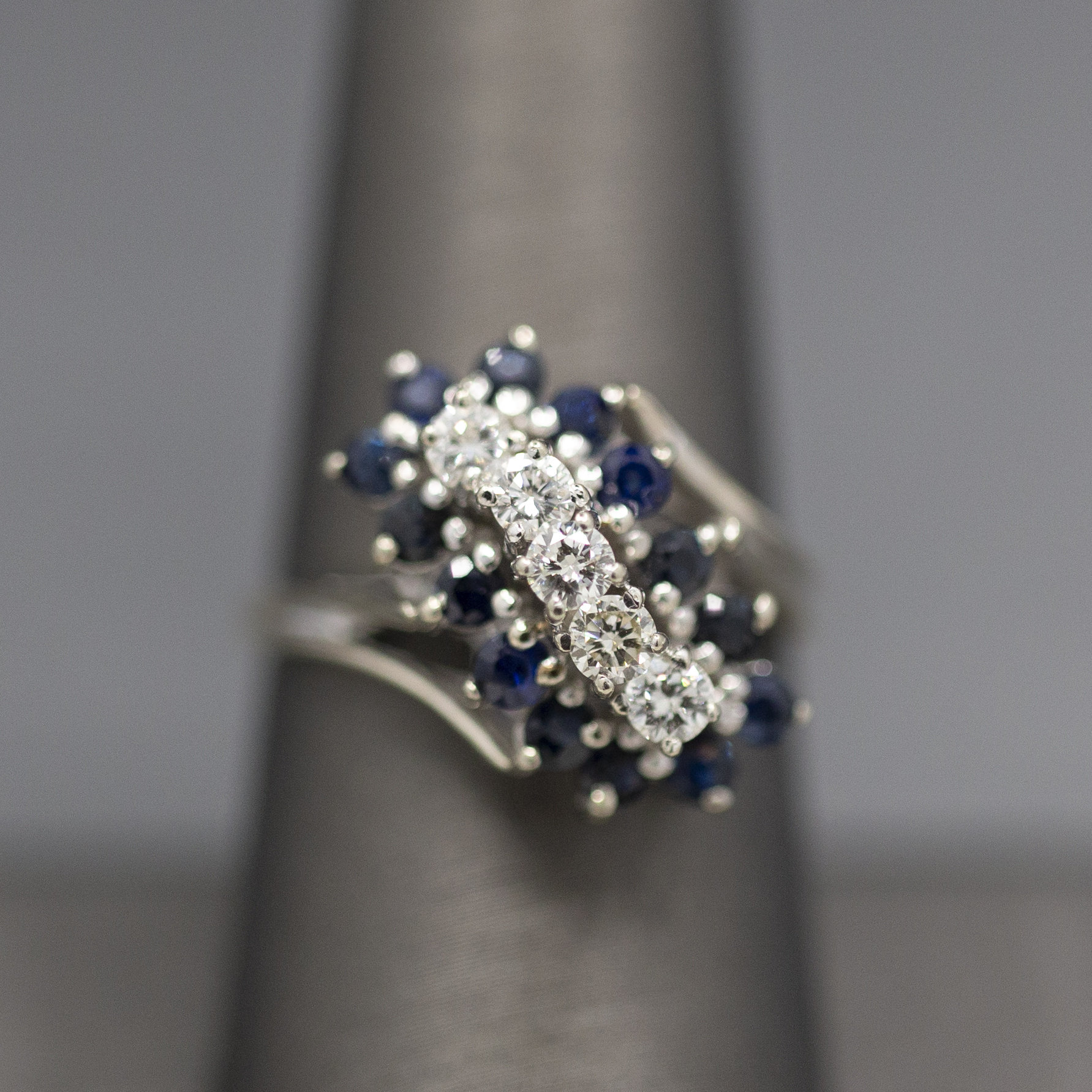 Sapphire and on sale diamond waterfall ring