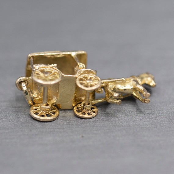 Horse Drawn Carriage with Rider Charm Pendant in … - image 9