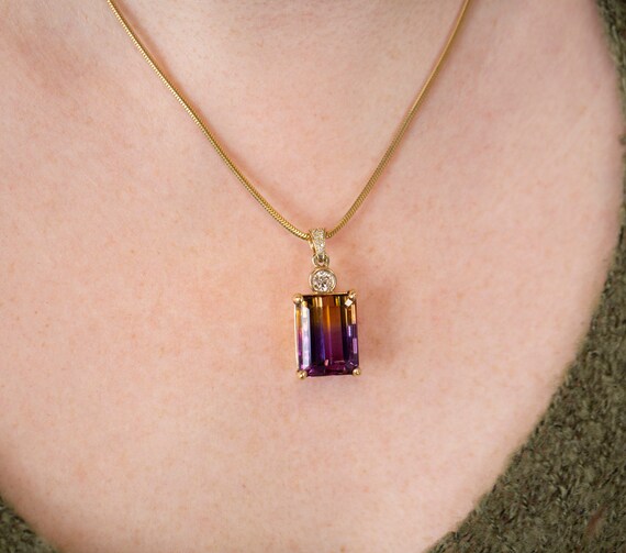 29.41ctw Emerald Cut Ametrine and Diamond 14k Yel… - image 8