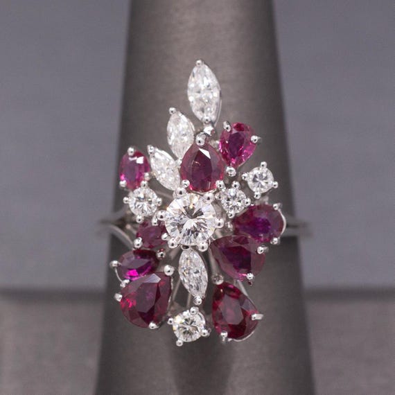 Incredible Ruby and Diamond Cluster Statement Rin… - image 7