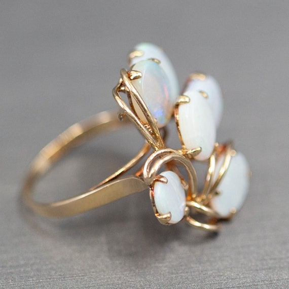 Vintage Opal Layered Cocktail Ring in 14k Yellow … - image 6