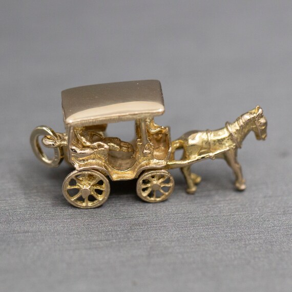 Horse Drawn Carriage with Rider Charm Pendant in … - image 8