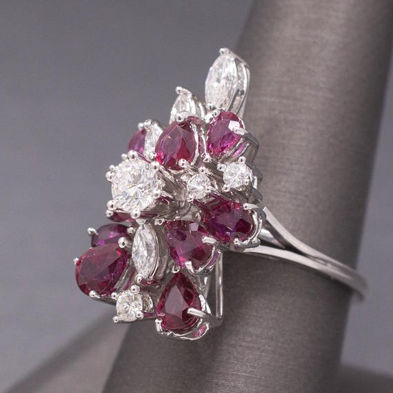 Incredible Ruby and Diamond Cluster Statement Rin… - image 9