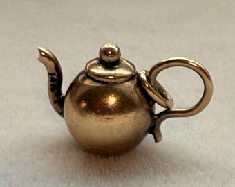 Miniature Teapot Charm Pendant in 14K Yellow Gold
