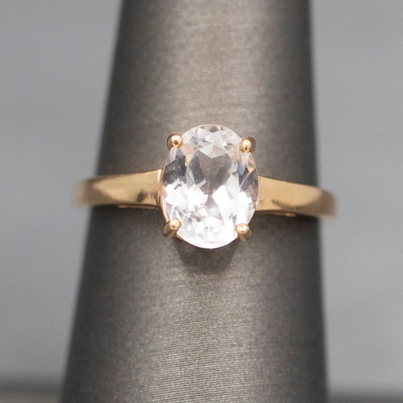 Icy Aquamarine Solitaire Ring in 14k Rose Gold, Ov