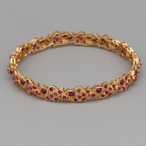 High Karat Gold Natural Ruby Round Bangle Bracelet