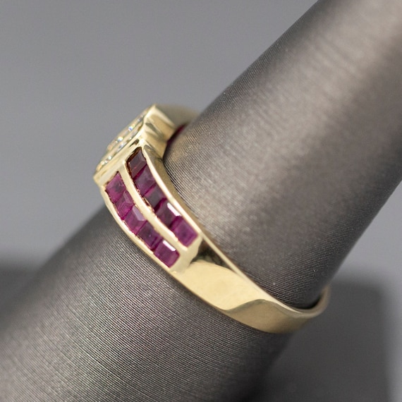 Ruby and Diamond Twist Channel Set Band Ring in 1… - image 9