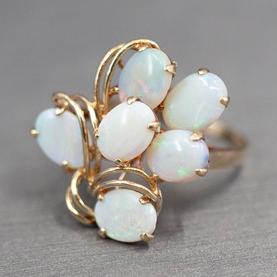 Vintage Opal Layered Cocktail Ring in 14k Yellow … - image 3