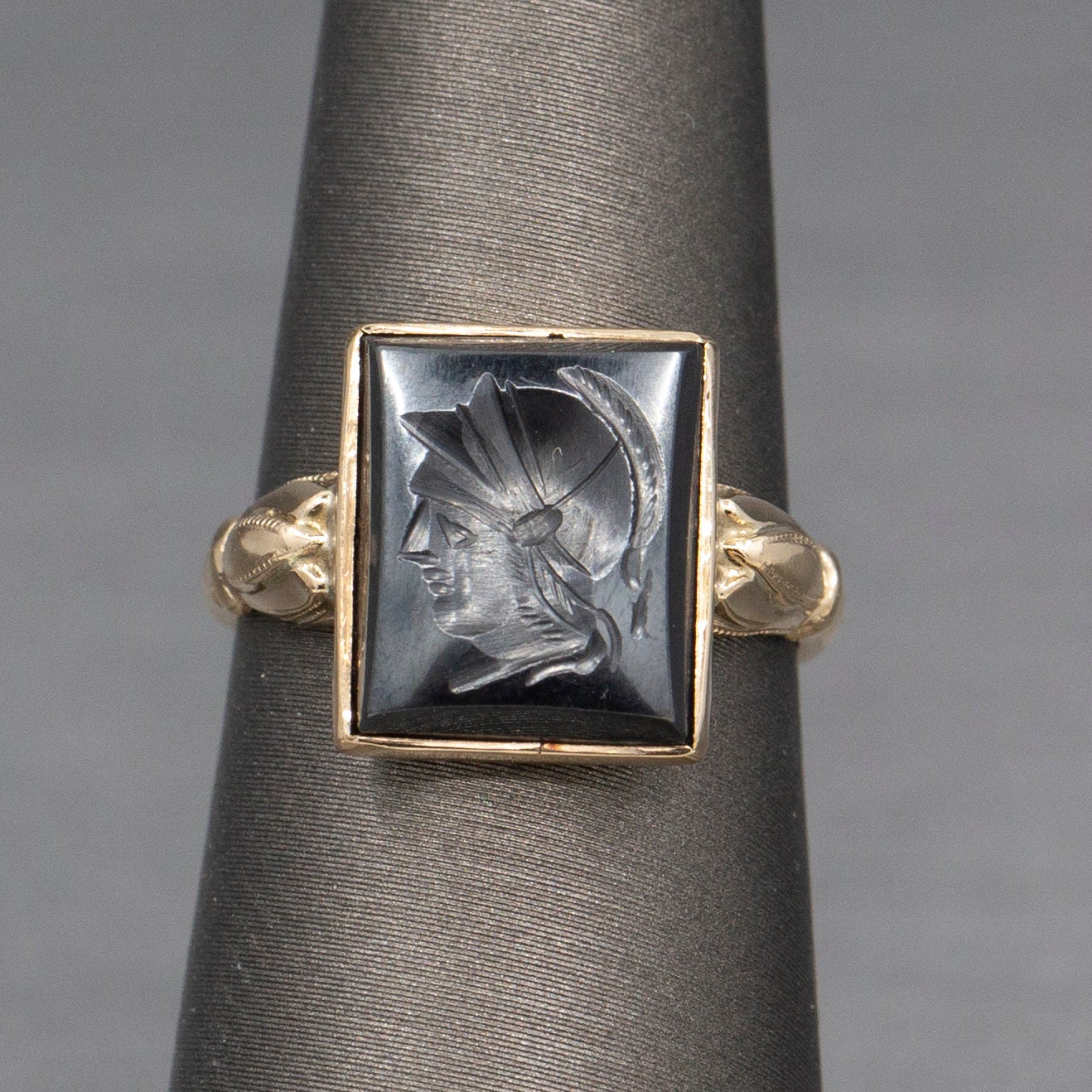 Victorian Hematite Intaglio of Roman Centurion Soldier Signet