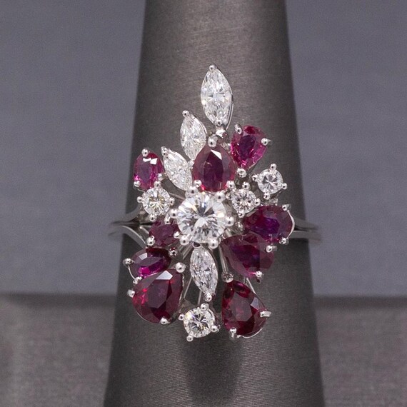 Incredible Ruby and Diamond Cluster Statement Rin… - image 3