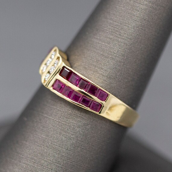 Ruby and Diamond Twist Channel Set Band Ring in 1… - image 8