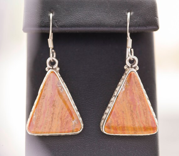 Vintage Orange Jasper Sterling Silver Triangle Dan