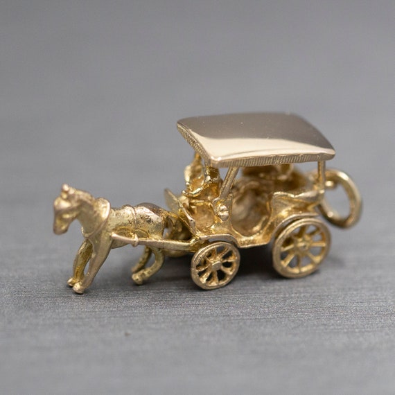Horse Drawn Carriage with Rider Charm Pendant in … - image 3