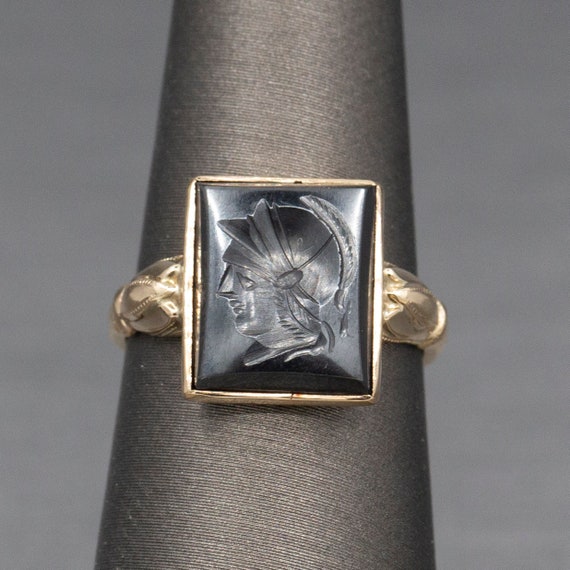 Victorian Hematite Intaglio of Roman Centurion Soldier Signet