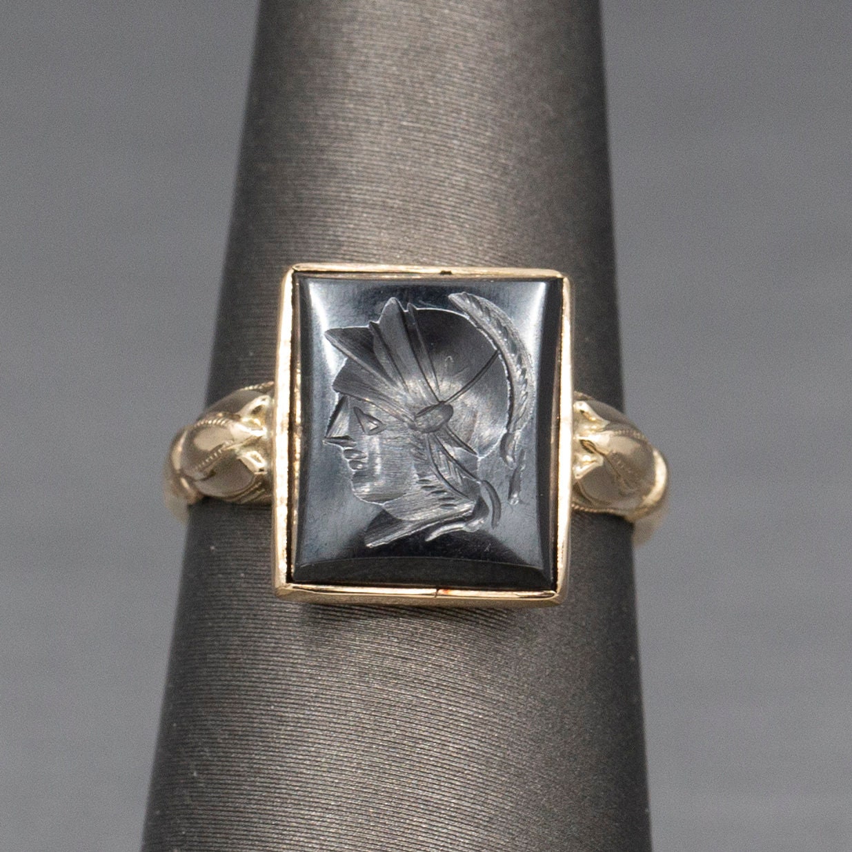 Victorian Hematite Intaglio of Roman Centurion Soldier Signet
