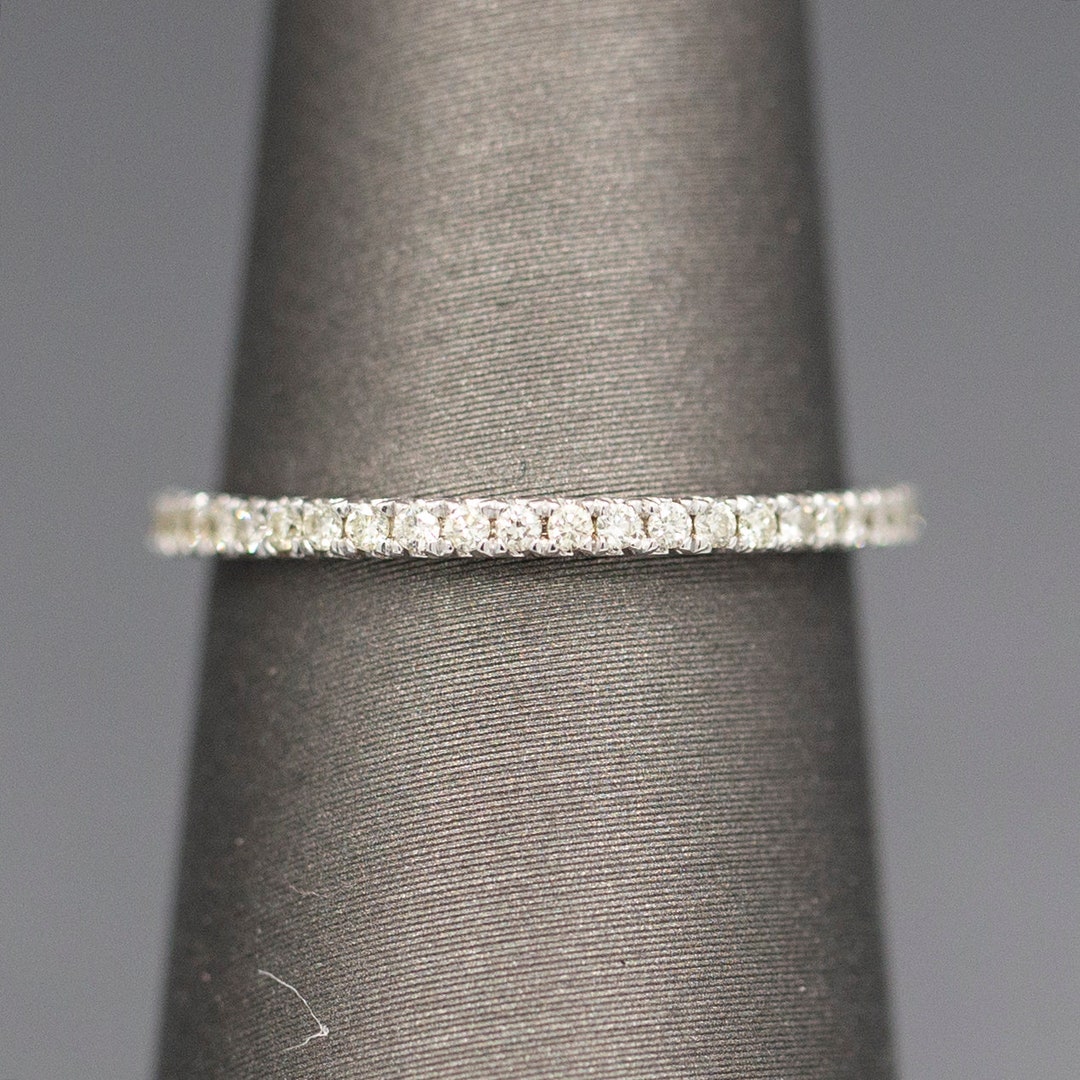 Brilliant 1.2mm Diamond Eternity Band Ring in 14k White Gold - Etsy