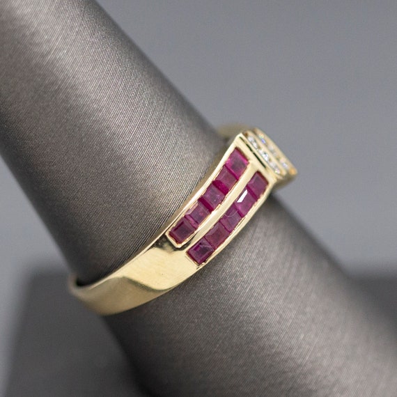 Ruby and Diamond Twist Channel Set Band Ring in 1… - image 4