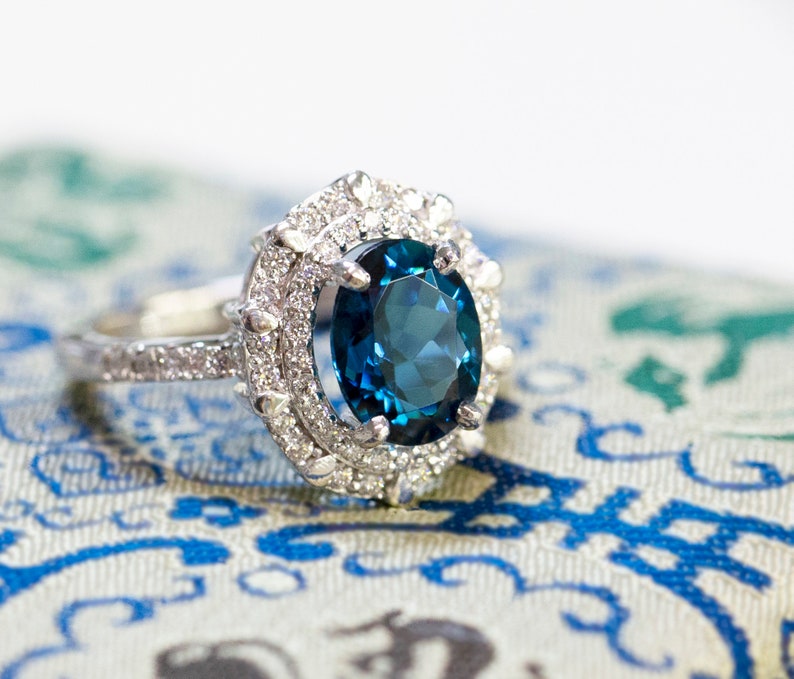 Indicolite Blue Tourmaline & Diamond Engagement Ring Ocean | Etsy