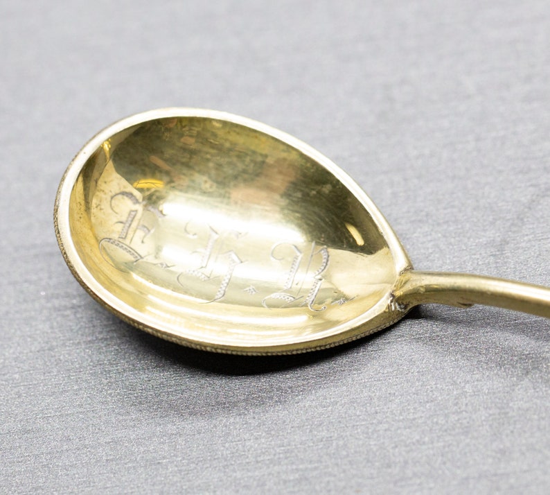 Demitasse Spoon Enameled Bowl Enamel Gilt Spoon Russian Enamel Gold Plated Spoon 84 zolotnic Russian Imperial Silver Cloissone/' Spoon