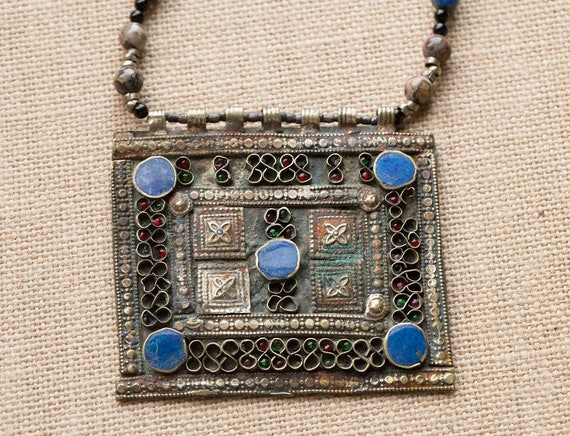 Vintage Moroccan Berber Silver and Enamel Pendant… - image 8