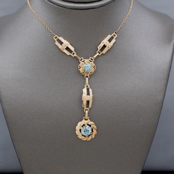 Fantastic Retro Blue Zircon Lariat Y Necklace in 1