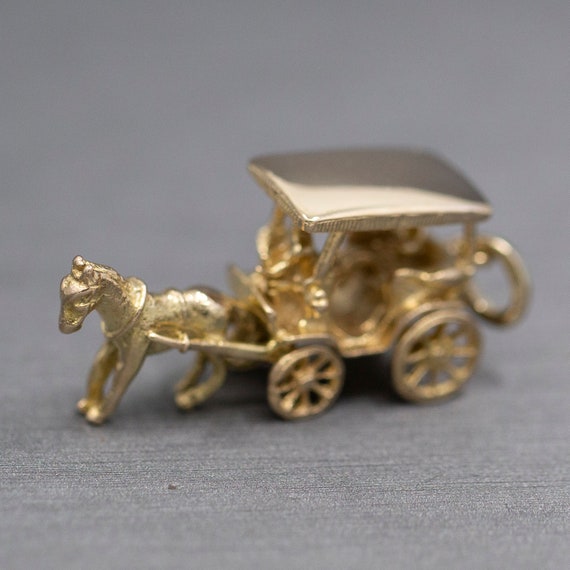 Horse Drawn Carriage with Rider Charm Pendant in … - image 4