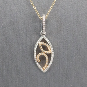 0.11ctw Diamond Pendant in 14k White & Rose Gold | Tiny Diamond Pendant | Diamond Rose Gold I Dainty Diamond Pendant I Diamond Necklace