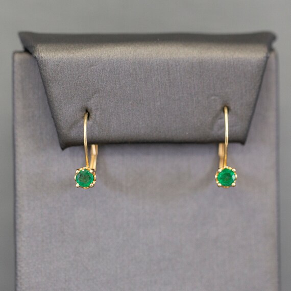 Classic Natural Emerald Lever Back Stud Style Earr