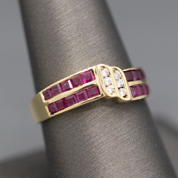 Ruby and Diamond Twist Channel Set Band Ring in 1… - image 7
