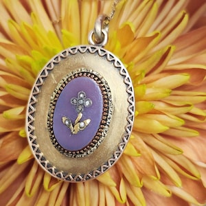 Antique Victorian Tiny Diamond Flower Locket in 14k Yellow Gold