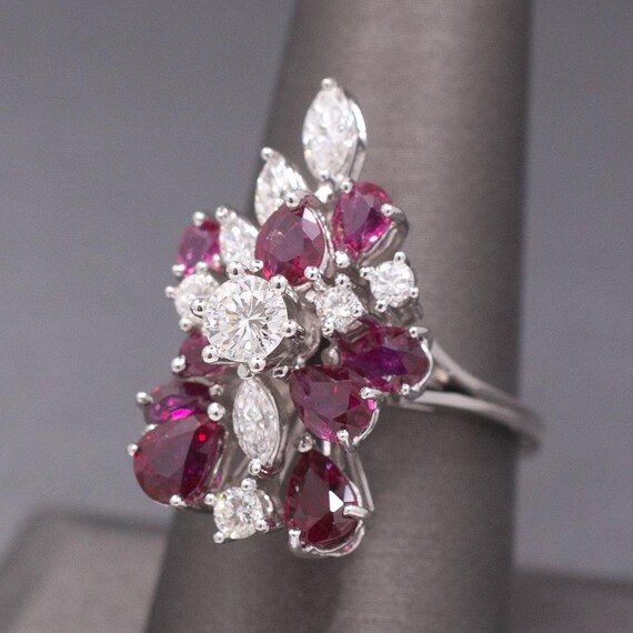 Incredible Ruby and Diamond Cluster Statement Rin… - image 8