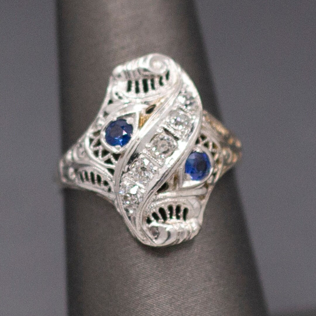 Art deco shield ring deals