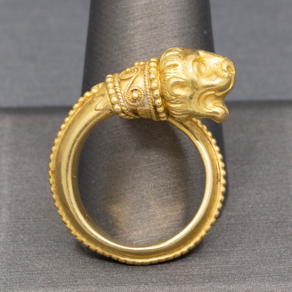 Ilias Lalaounis Greek Chimera Lion Wrap Bypass Ring in 18k Yellow Gold