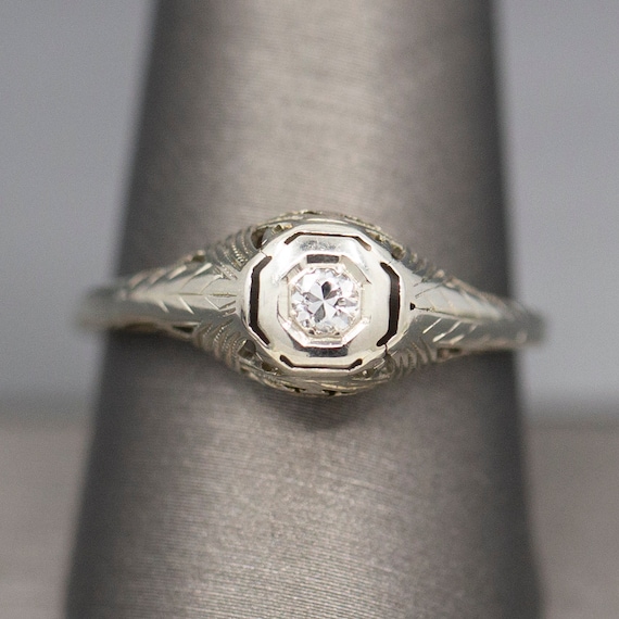 Art Deco Transitional Cut Diamond Engagement Ring… - image 1