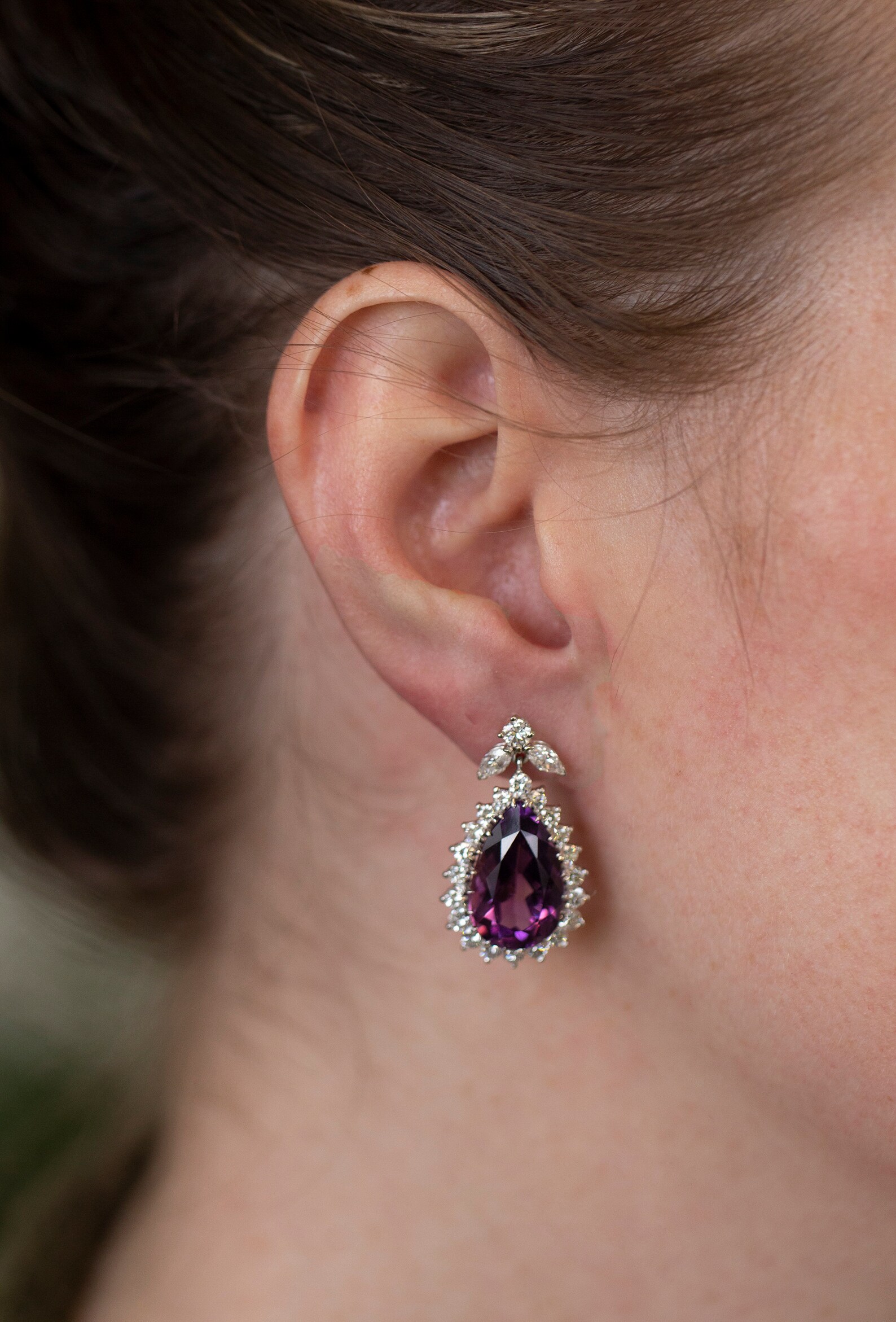 20.00ctw Amethyst and Diamond Dangle Earrings Pear Drop Etsy