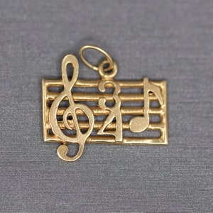 Musical Score Waltz Charm Pendant in 14k Yellow Gold