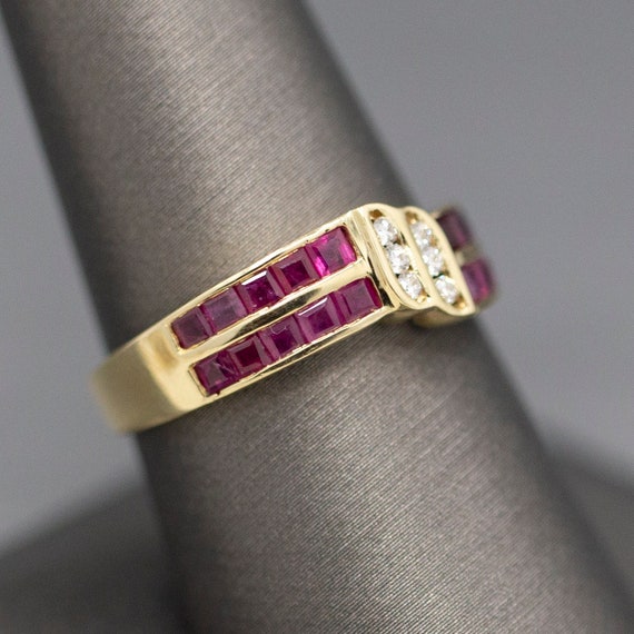 Ruby and Diamond Twist Channel Set Band Ring in 1… - image 3