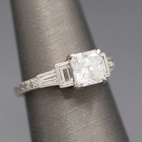 Vintage Style Princess Cut GIA Certified Diamond … - image 3