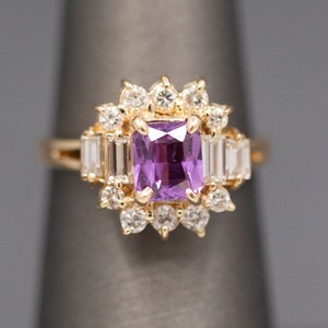 Stunning Pink Sapphire and Diamond Statement Ring in 14k Yellow Gold