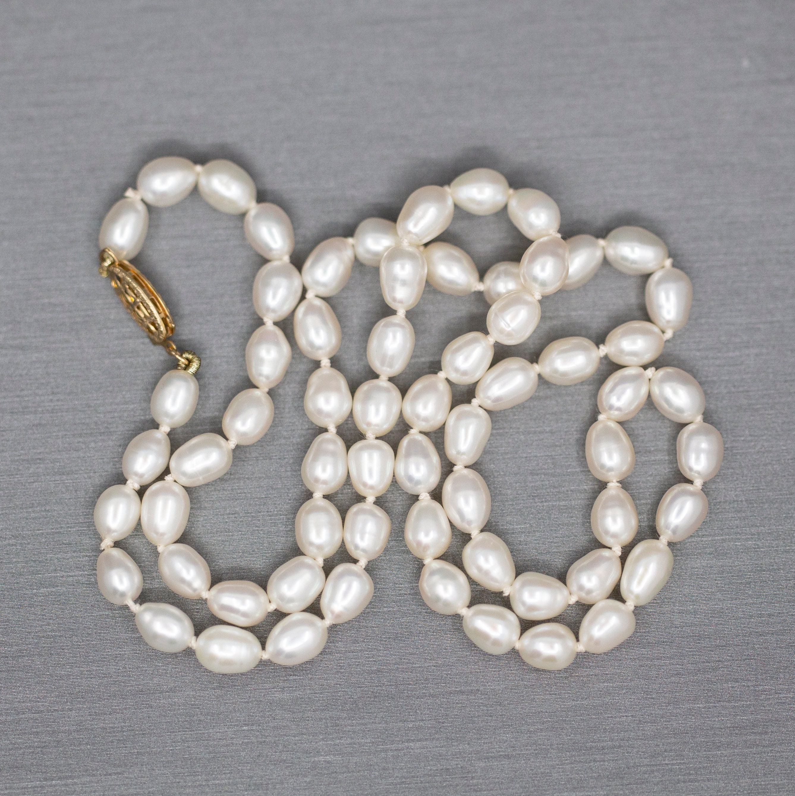 Oval Pearl Necklace With 14k Gold 