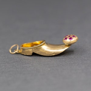 Vintage Turkish Shoe Sabah Slipper Nalins Charm in 18k Yellow Gold with Rubies