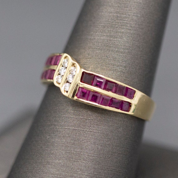 Ruby and Diamond Twist Channel Set Band Ring in 1… - image 6