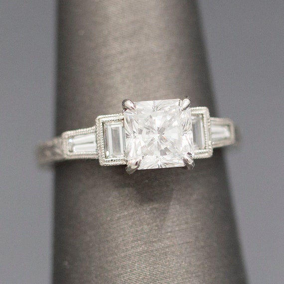 Vintage Style Princess Cut GIA Certified Diamond … - image 1